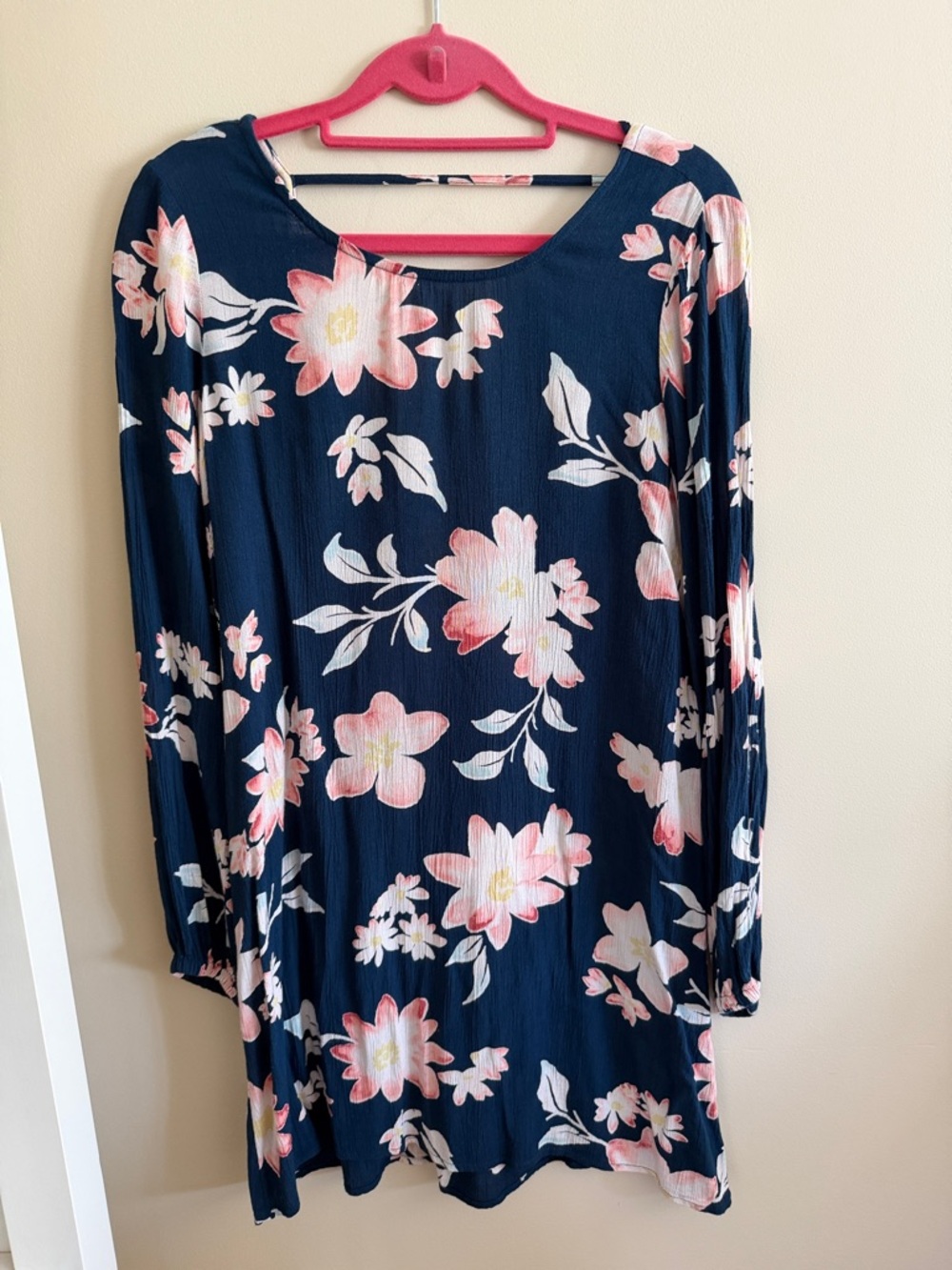 Billabong Navy Floral Midi Dress with Pink and White Blooms